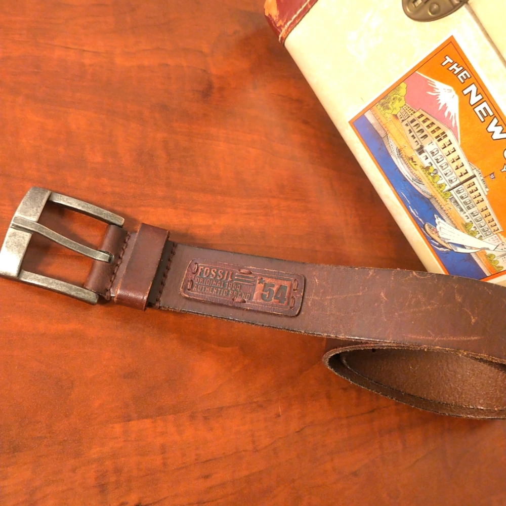Fossil leather belt with steel buckle